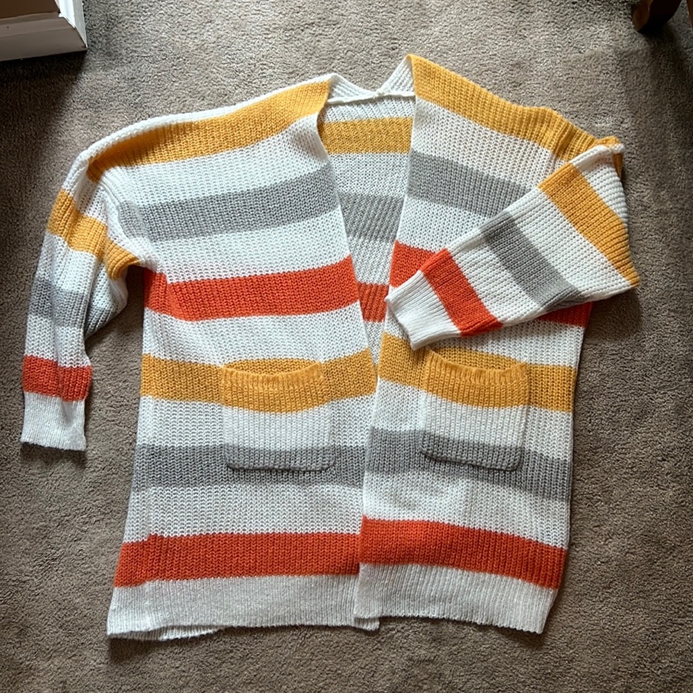 Striped cardigan. WORN ONCE